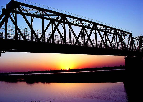 sunset view of songhuajiang river